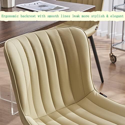 Set blagovaonskih stolica od 2 moderne stolice za opuštanje bez ruku od PU kože presvučene tkaninom s tapeciranim naslonima,