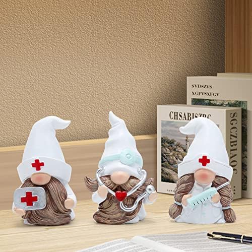 Hodao 3 PCS Doctor Dom Home gnome figurine ukrasi Doktor gnomi ukrasi skandinavski tomte elf dekor Pokloni ljetni gnomi figurice