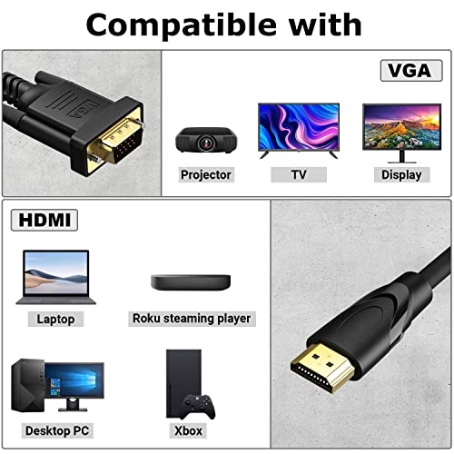 CBUS 5ft Zlatni HDMI do VGA kabela kompatibilan s Dell Desktop, Laptop, priključna stanica, računalo, projektor, monitor,