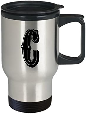 Monogramirana putnička šalica - toplinski izolirani od nehrđajućeg čelika Veliko slovo C Monogram šalica za kavu