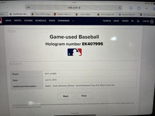 7/1/13 Potpisana lopta za igru ​​upisana Andy Pettitte cijelo vrijeme K Leader/Steiner MLB - Igra se koristio bejzbol