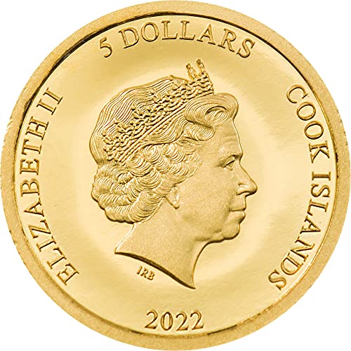 2022 de Titanic Cook 2022 PowerCoin Titanic Gold Coin 5 $ Cook Islands 2022 0,5 Gr Proof