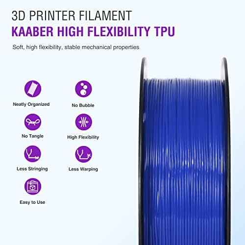 KAABER TPU VISOKA BRZINA 3D tiskarski filament, 1,75 mm fleksibilni TPU materijal, 1kg plava kalem, filament 3D pisača, dimenzionalna