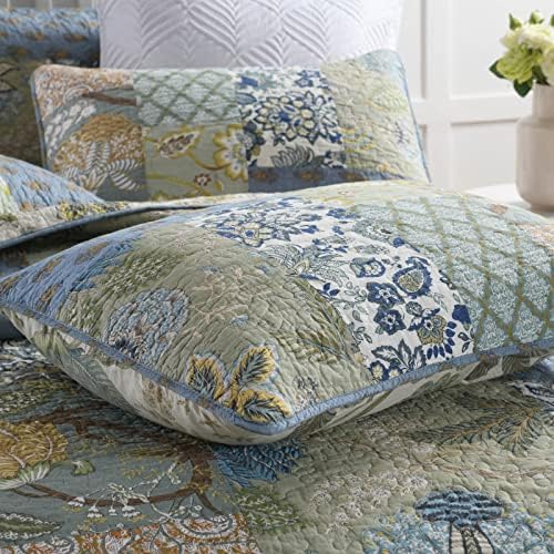 Brindille King Size Quilt - pamučna posteljina s 2 jastuka, patchwork reverzibilni lagani prekrivač, prekriveni coverlet