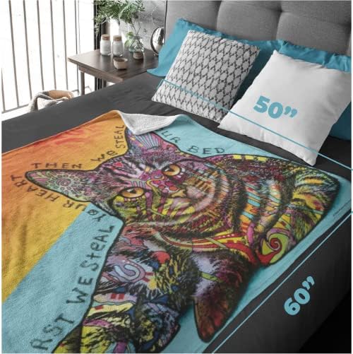 Dawhud Direct šarena mačja runa za krevet, 50 x 60 Dean Russo II mačka Fleece bacajte pokrivač za žene, muškarce i djecu