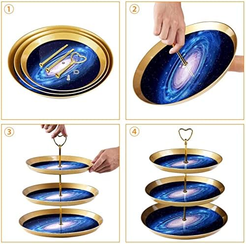 3 slojeva stalak za torte, užareni Andromeda galaxy desert zaslon, plastični okrugli držač za cupcake Posluživanje za vjenčanje