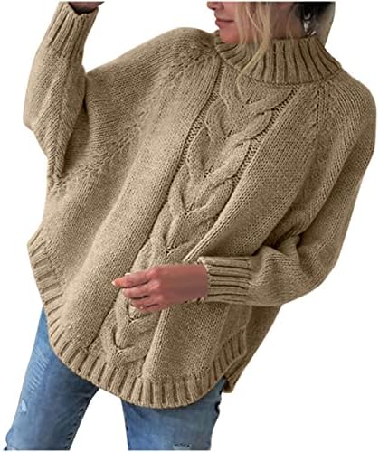 Ženski kornjača džemper vrhovi predimenzionirani košulje s dugim rukavima s dugim rukavima casual kabel pleteni chunky skakač