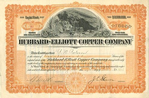 Hubbard-Elliott Copper Co. - Potvrda o razmjeni