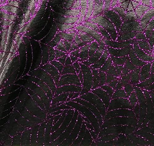 1 dvorište-sjajna ljubičasta paukova mreža na crnoj tkanini od organze za Noć vještica 1 dvorište od 58