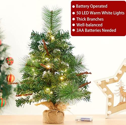 Stol za stol mini božićno drvce, sa žicama, baza s pahuljicama i igla s snježnom pahuljicom, malo prelitno božićno drvce