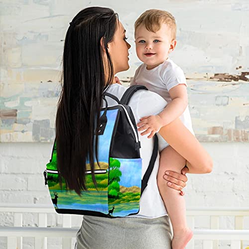 Pejzaž uz riječnu pelene torbe za torbe mame ruksak Veliki kapacitet pelena torbe za njegu za njegu beba za njegu bebe