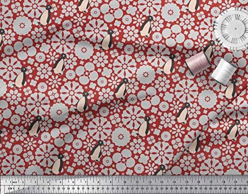 58-inčna široka pamučna Pletena tkanina s cvjetnim printom oceana pingvina