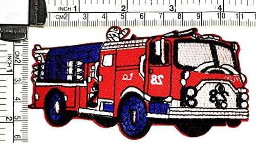 Salvete Plus 3pcs Crveni kamion za spašavanje glačalo na zakrpama vatrogasno vozilo vatrogasni crtić dječji modni stil Vezeni