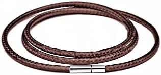 24-inčni Vodootporni pleteni lanac od voštanog užeta 2mm / 3mm kožna ogrlica za muškarce i žene, kopča Od nehrđajućeg čelika