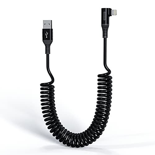 90 stupnjeva spiralni kabel Lightning [certificiran od strane MFi], Pravokutni spiralni kabel za punjenje iPhone za Apple