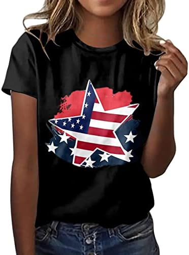 Ženska majica bez rukava Ženska ležerna majica s printom Dana neovisnosti kratkih rukava s okruglim vratom pamučna majica