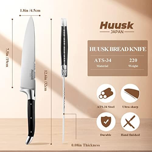 Huusk Professional Chef Nož s oštrim rubnim snopom s 7-inčnim nožem za cijepljenje mesa