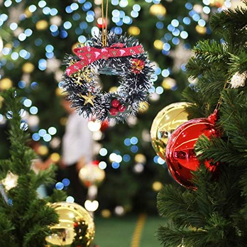 Soimiss ukrašen vijenac mini božićni vijenac ukrasi s lukom minijaturni umjetni božićni vijenci božićno drvce ukrasi privjesak
