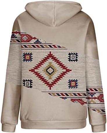 Modne dukseve za žene, aztec zapadni etnički stil kapuljača za tisak casual strujanja pulovera vrhova
