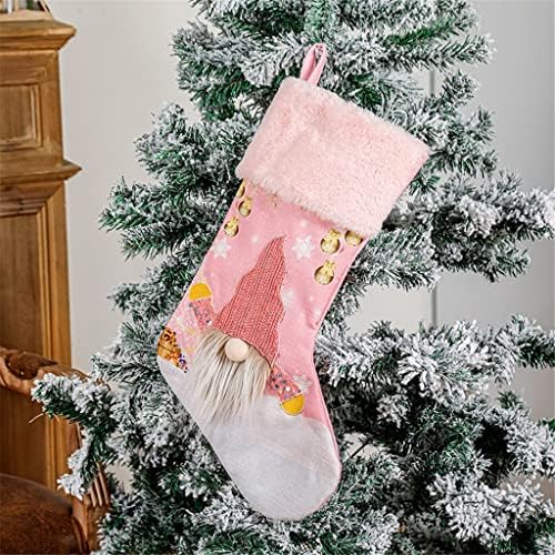 TWAILW 2PCS Božićni ukras božićna čarapa ružičasta s LED svjetlima blistavim božićnim čarapama