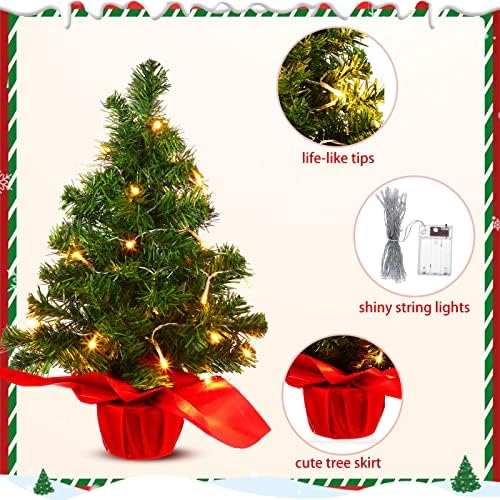 4 pakiranje Mini božićno drvce sa svjetlima 24 inča 2ft Tabletop božićno drvce Umjetno mini drvce Uključuje mala svjetla