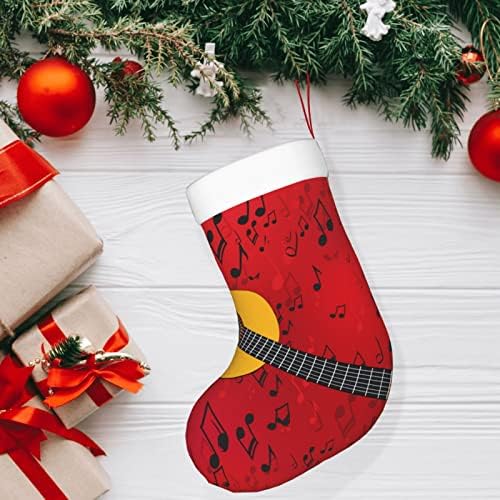 Augesterna božićna čarapa glazbena gitara pjeva crveni dvostrani kamin viseće čarape
