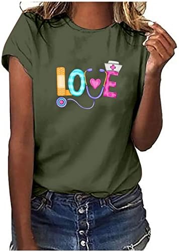 Ženske tunike vrhovi casual ljeto 2023 tinejdžerke slatka bluza gornji gornji stetoskop grafičke majice kratki rukavi majica