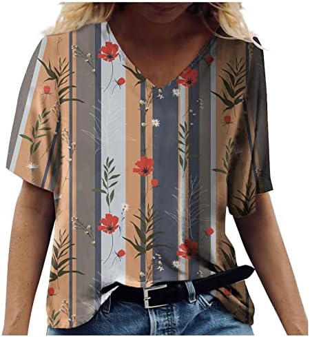 Zefotim Havajske košulje za žene 2023 Cvjetna plaža s kratkim rukavima V vrat Boho modne ležerne bluze