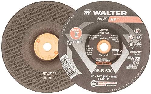 Walter 08B630 6x1/4x5/8-11 HP Spin-On Spin-On visoke performanse kotači za mljevenje tipa 27S Ocjena A-24, 20 pakiranja