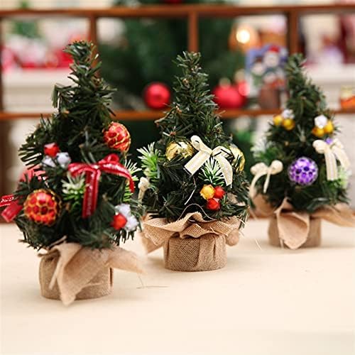 AETYGH 3PCS Mini božićna drvca, 8 inčni mini božićni drvci s ukrasima, zlatni božićni ukrasi za kućni apartman ured