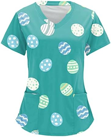 Ženske majice za piling velike veličine s prozračnim printom zečja jaja, uniforma za njegu kratkih rukava, izrez u obliku