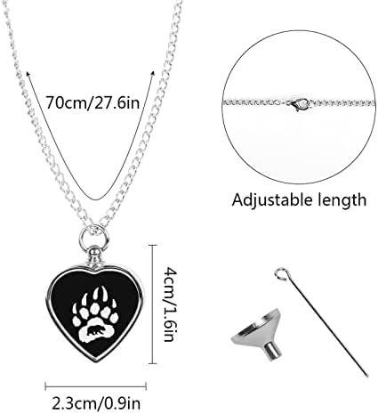 Ogrlica od urne s medvjeđom šapom za pepeo personalizirana ogrlica od srca, nakit za kremiranje kućnih ljubimaca, spomen