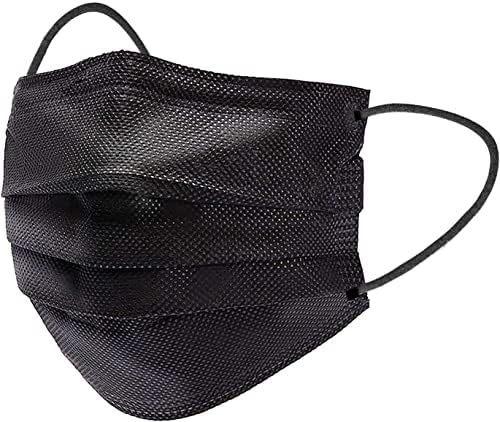 1100pcs 3-slojne crne jednokratne maske za lice, udobne elastične maske za uši, sterilne i prozračne za svakodnevnu zaštitu