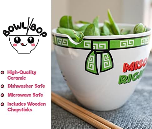 Boom Trendz Bowl Bop Miso Happy Japanski keramički pribor za večeru | Uključuje ramen-rezance od 16 unci i drvene štapiće