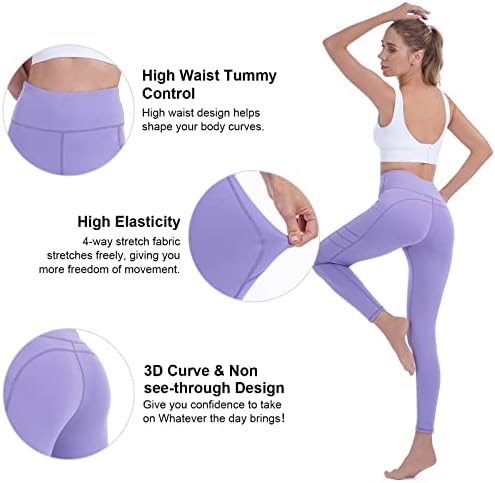Vnnink Professional joga gamaše za žene [Ultra Stretch Soft] visoki struk za kontrolu trbuha joge s džepovima