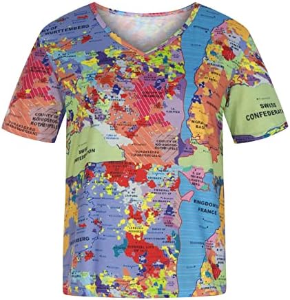 Majica kratkih rukava 2023, pamučni gornji dio s izrezom u obliku slova u i grafičkim uzorkom, ženska jesenska ljetna majica