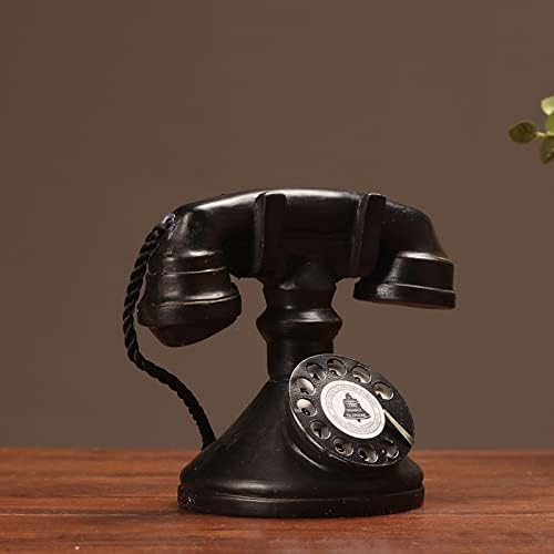Qiaob kreativni retro telefonski model - Mikrofon neumoljiv, crna vintage rotacijskog biranja telefona, za kućne bar uredske