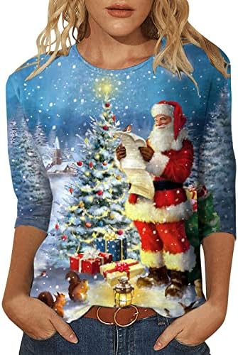 Flekmanart žene ružni božićni džemper o-vrata vrhovi labava bluza ružna xmas duksevi 3d tiskani dugi rukav casual pullover