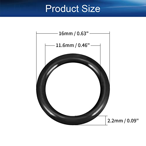 Bettomshin 10pcs nitril guma O-prstenovi, 16 mm OD 11,6 mm ID 2,2 mm Širina, metrička brtva za brtve za brtve za brtvu za