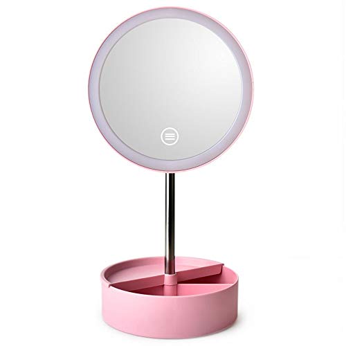; Kreativno novo led dodirno ogledalo za toaletni stolić s osvjetljenjem za pohranu kozmetike stolno okruglo stolno ogledalo
