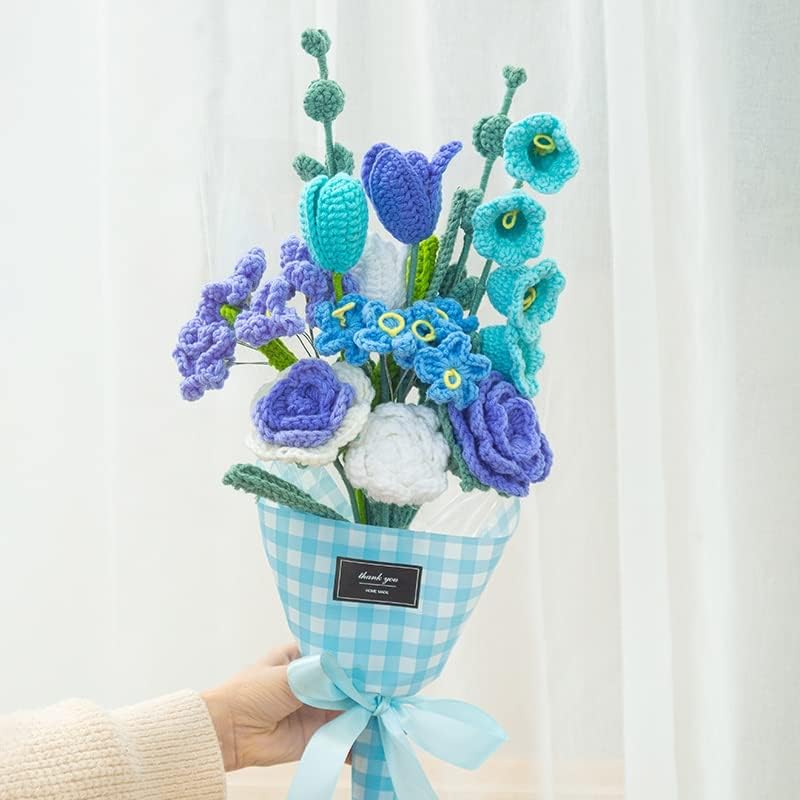 ; Ručno kukičana pređa Plavi buket za vjenčani ukras poklon za ljubitelje uređenja doma