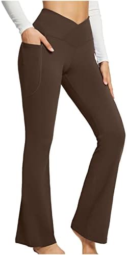 Qiusge žene joge hlače gamaša s paketima džepova, široke noge visokog struka za kontrolu trbuha.
