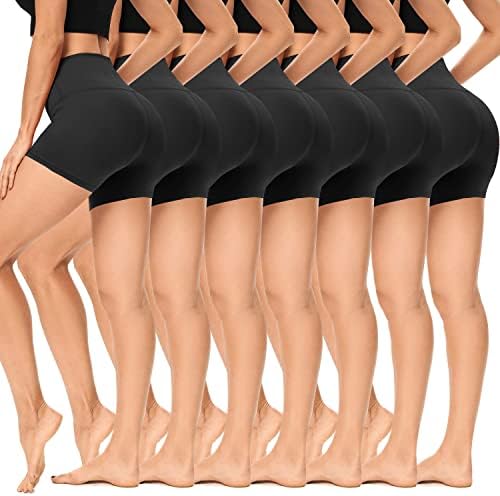 Ženske biciklističke kratke hlače s visokim strukom od 7 inča-5 ' mekane crne kratke hlače za jogu