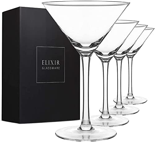 Elixir Glassware martini naočale set od 4 - ručno ispuhane kristalne martini naočale sa stabljikom - elegantne koktel naočale