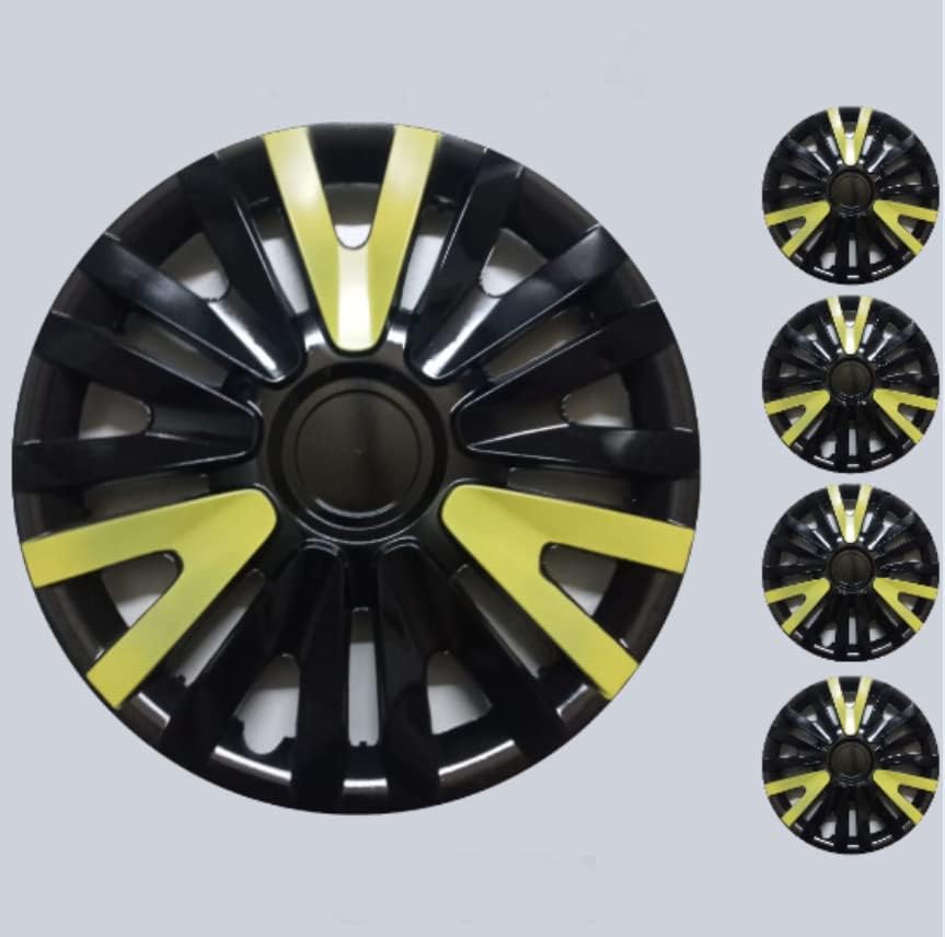 Copri set od pokrova od 4 kotača od 14 inča crno-žute hubcap Snap-on odgovara Toyota Yaris Prius