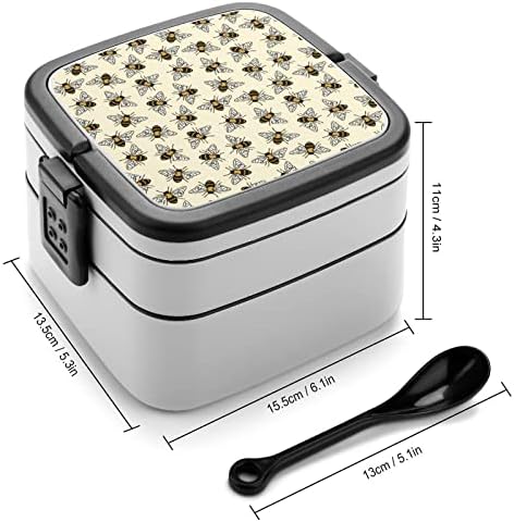 Spremite Pčele Bento Box Dvostruki sloj kontejnera za ručak koji se može slagati sa žlicom za radno putovanje za piknik