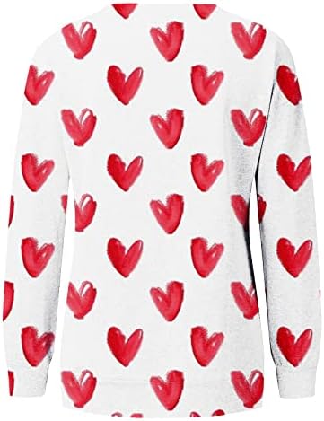 Sretne majice za Valentinovo okrugli vratni vrhovi dugih dukseva s dugim rukavima Ljubav srce grafičke majice par majice