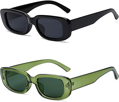 2 pakiranja kvadratnih pravokutnih sunčanih naočala za žene i muškarce 92-ih godina retro modne Vintage naočale 90-ih godina