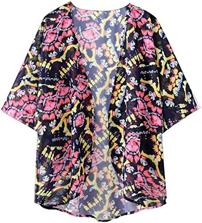 Ženski kimono kardigani ljetni kupaći kostim modni Cvjetni print pelerine s napuhanim rukavima labavi vrhovi na plaži s otvorenim