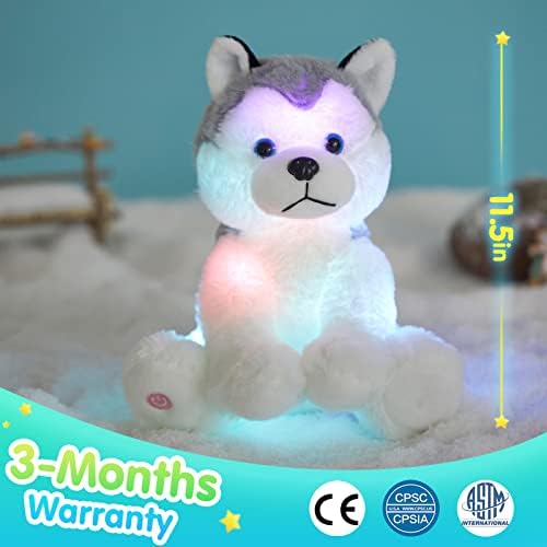 Houwsbaby osvjetljava husky punjenu životinjsku disketu LED plišana igračka štenaca noćna svjetla Sjaj jastuk rođendanski